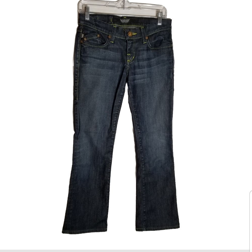 Rock & Republic Jeans Women's 26 Boot Cut Blue Denim Rhinestone Pockets
